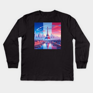 Future Paris Sci Fi Art Kids Long Sleeve T-Shirt